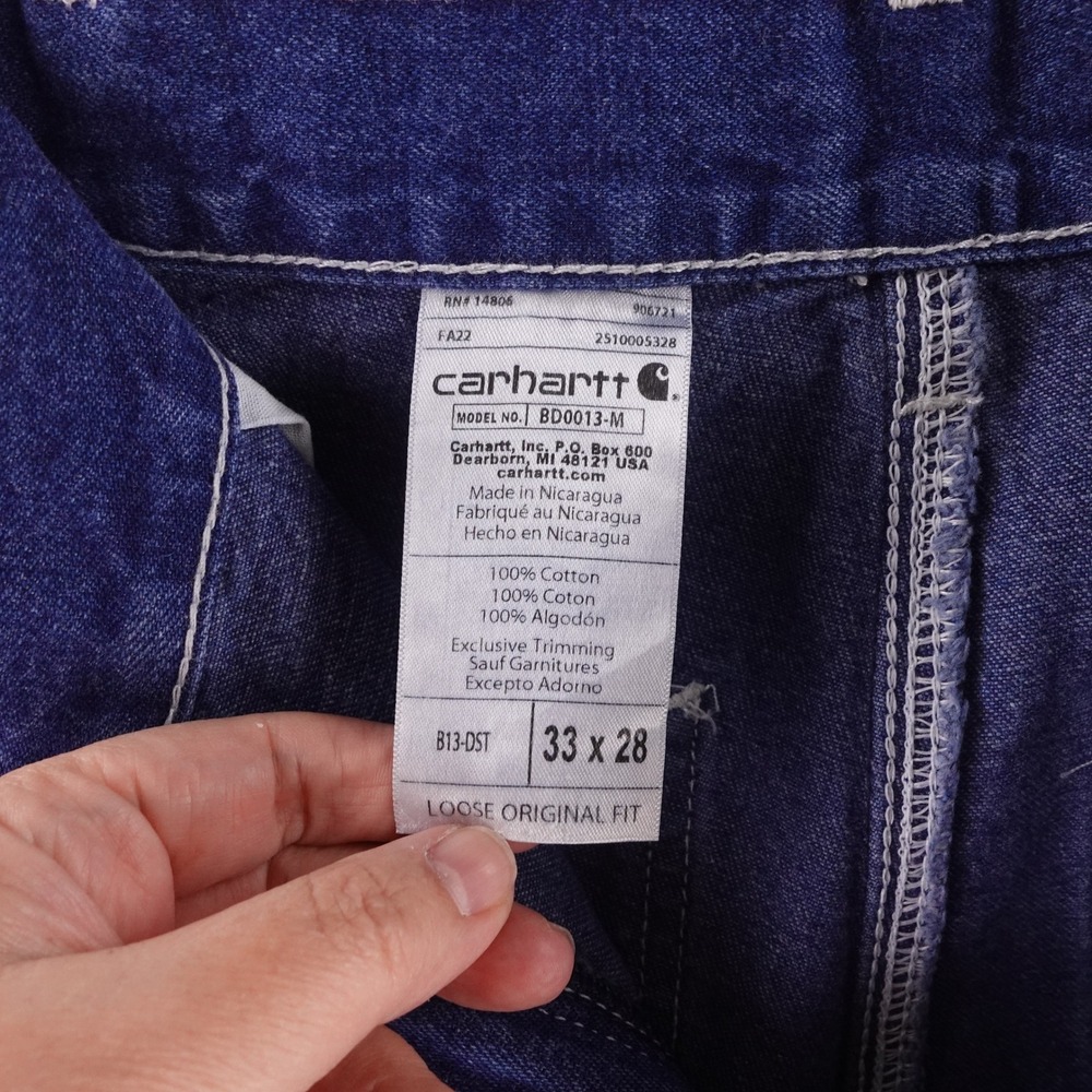 Carhartt B13-DST Loose Original Fit Carpenter Jeans Mens 33x28 Denim BD0013-M - Picture 3 of 7